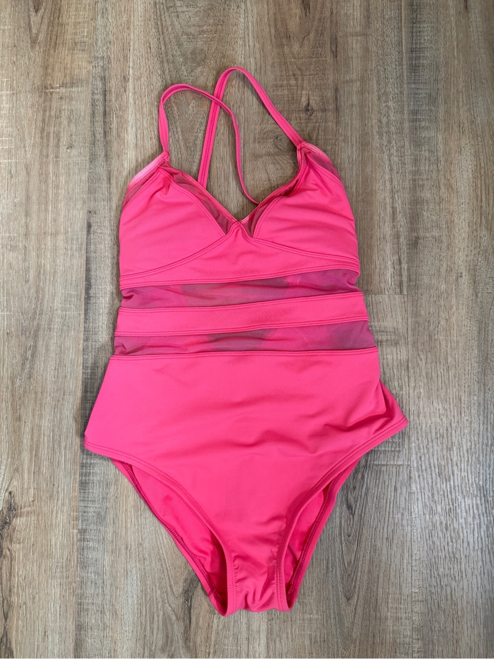 Bleu Rod Beattie Pink One Piece Swim Suit Sheer Panel  Pink Resort 4